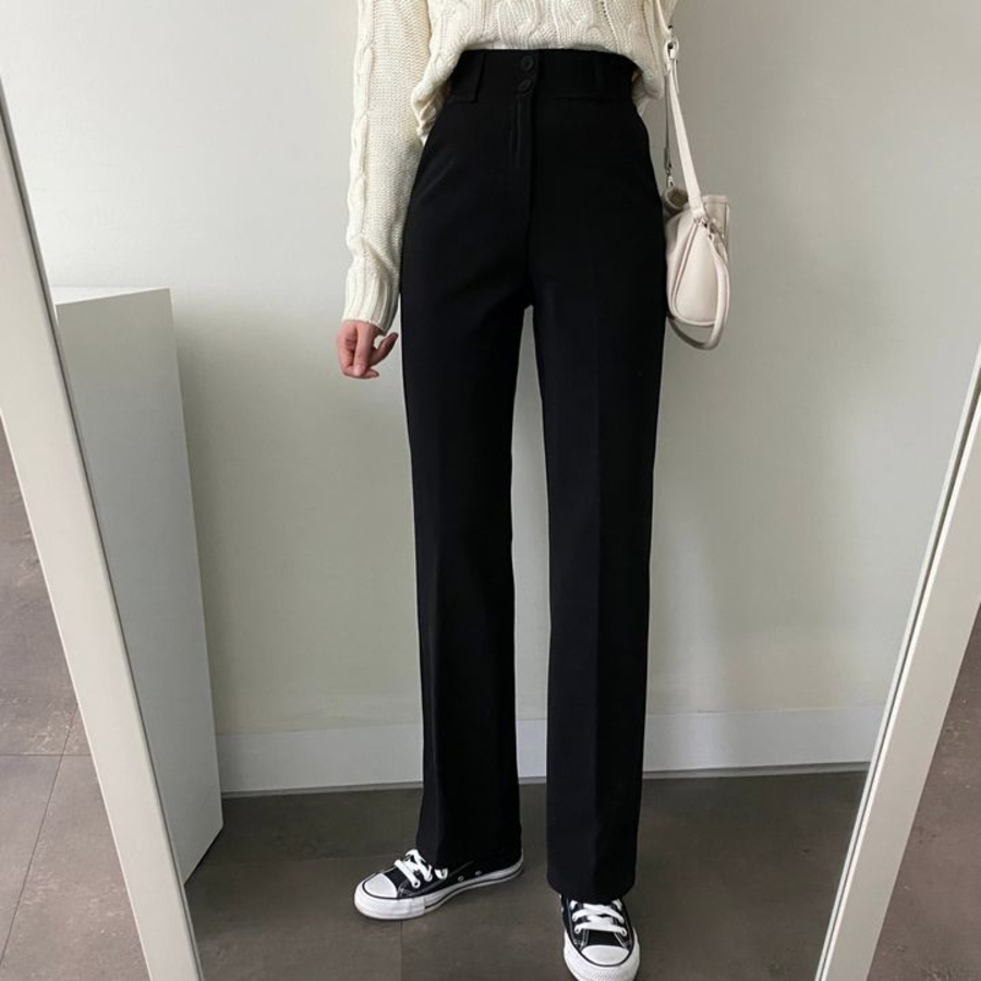 Two-Button Slim Waist High-Waist Slacks