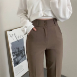 Two-Button Slim Waist High-Waist Slacks