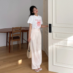 Ribbon Strap Straight-Fit Slacks