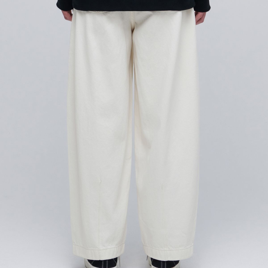 Denim Wide Balloon Pants [Cream]