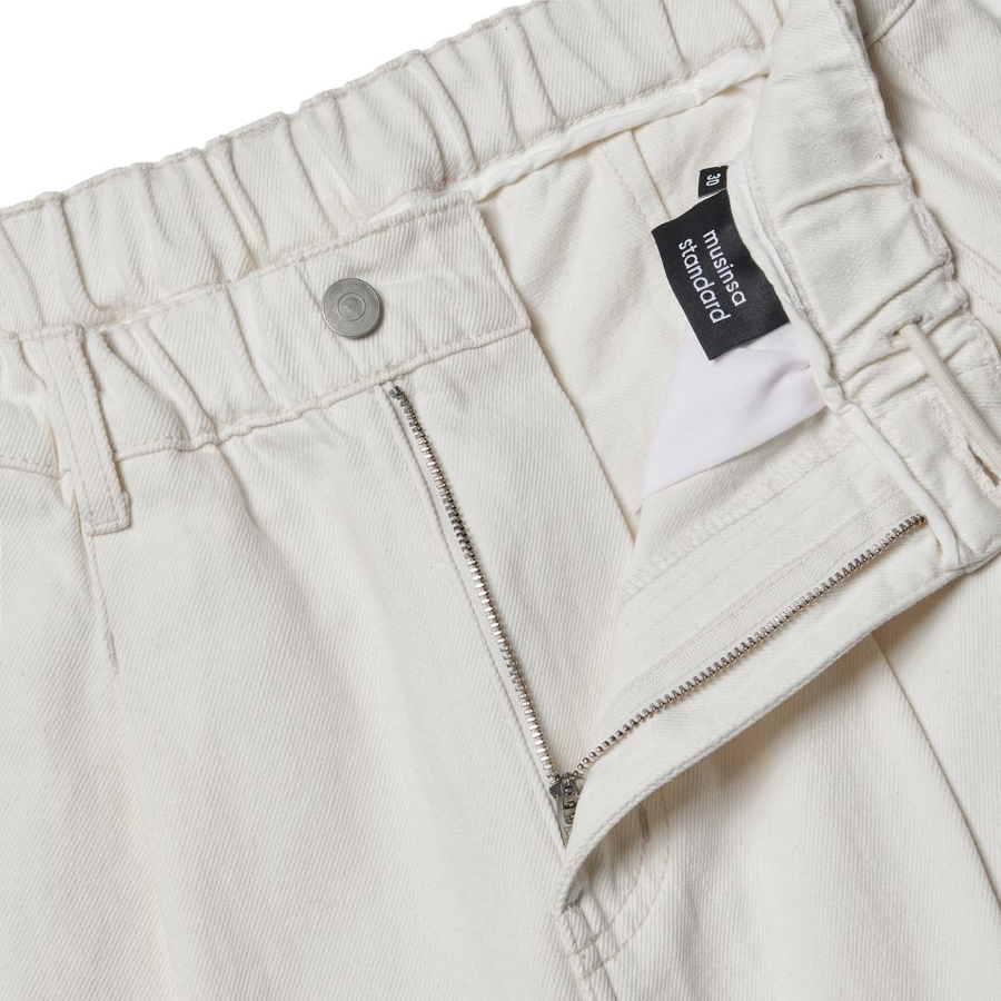 Denim Wide Balloon Pants [Cream]