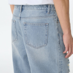 Multi-Destroyed Wide Denim Pants [Light Indigo]