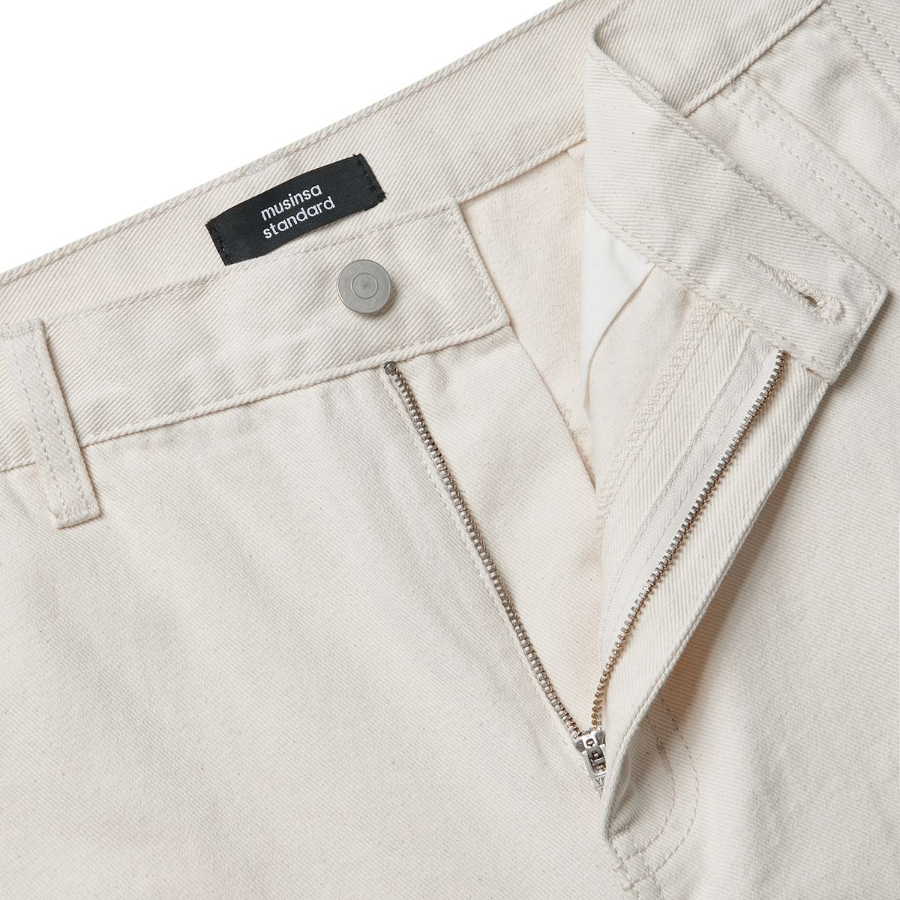 Twist Semi-Balloon Denim Pants [Cream]