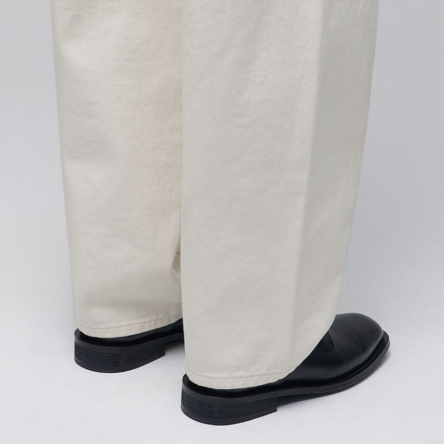 Twist Semi-Balloon Denim Pants [Cream]