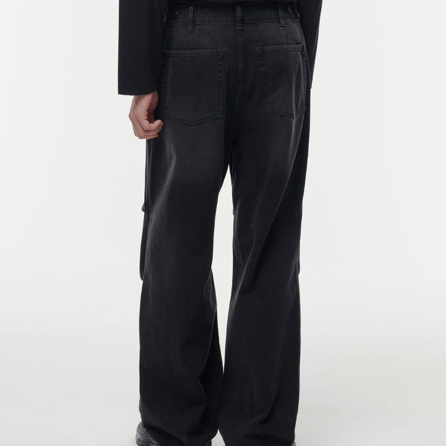 Denim Parachute Pants [Washed Black]