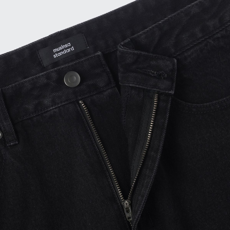 Big Wide Denim Pants [Washed Black]