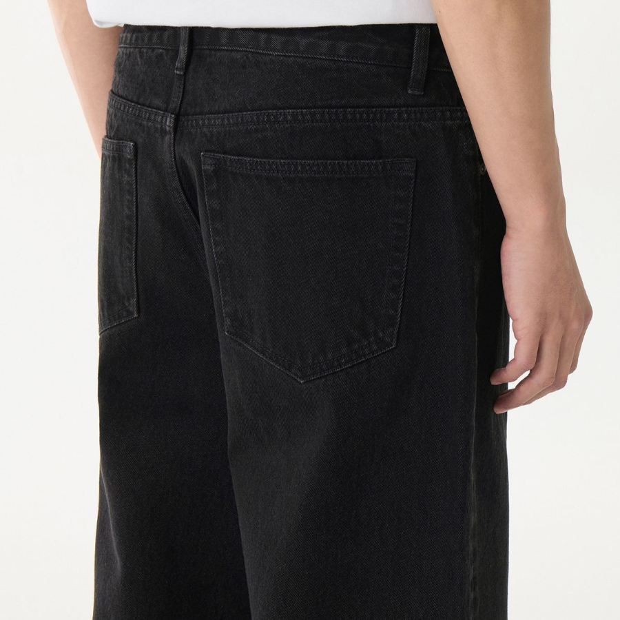Big Wide Denim Pants [Washed Black]