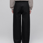 Belted Semi Balloon Denim Pants [Low Black]