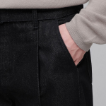 Belted Semi Balloon Denim Pants [Low Black]