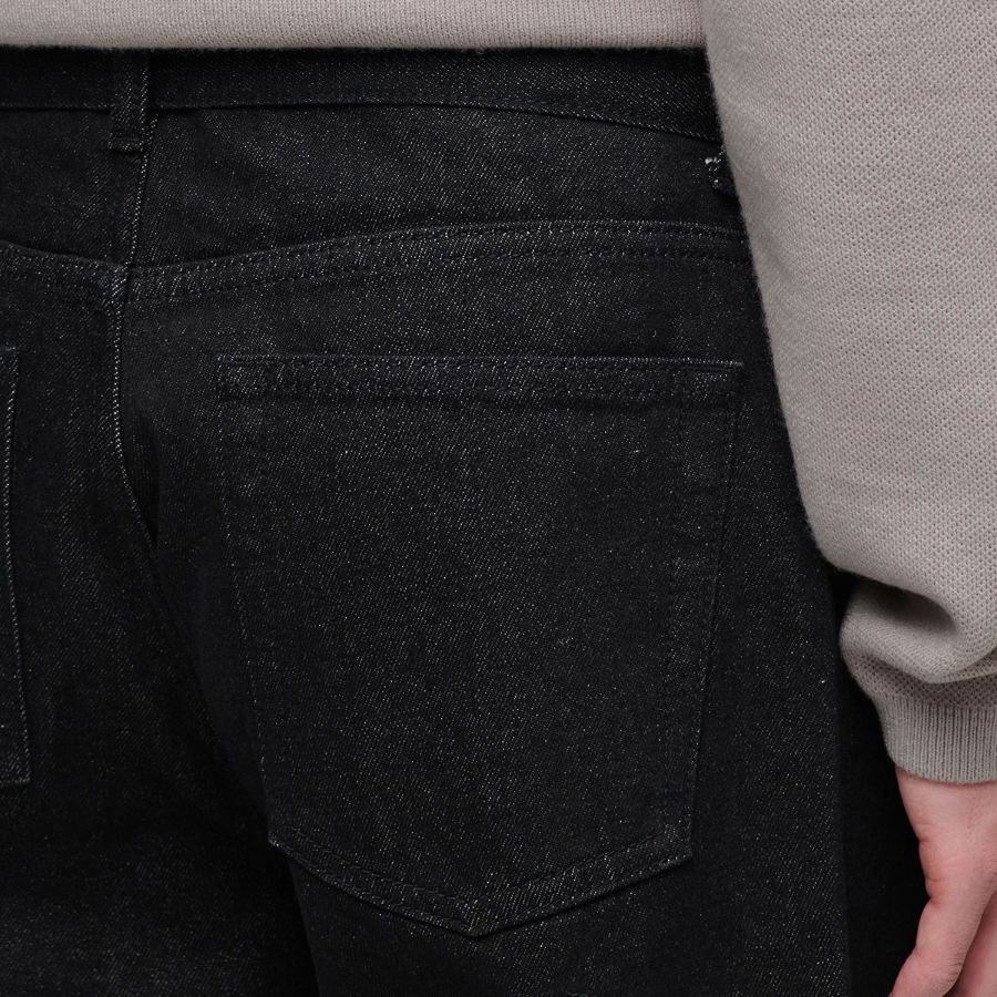 Belted Semi Balloon Denim Pants [Low Black]