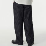 Vertical Slub Semi Balloon Denim Pants [Black]