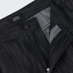 Vertical Slub Semi Balloon Denim Pants [Black]