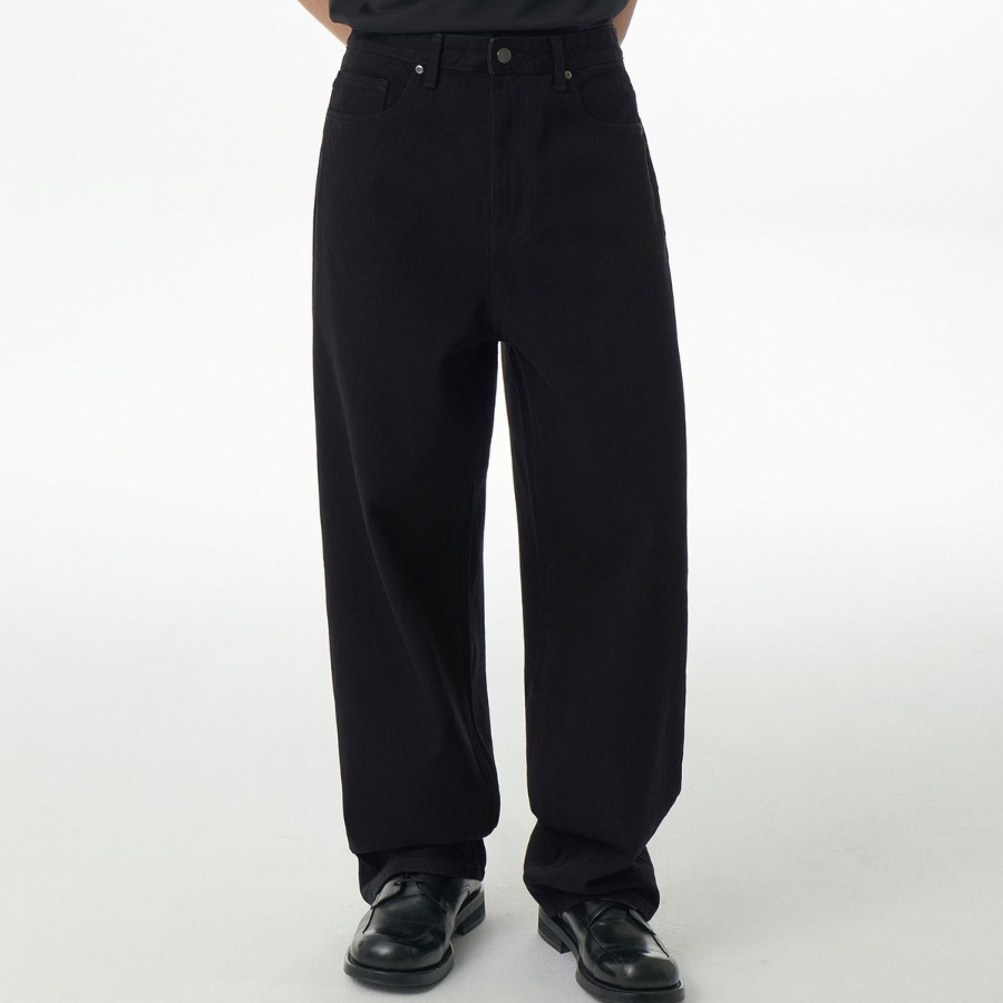 Loose Baggie Denim Pants [Black]
