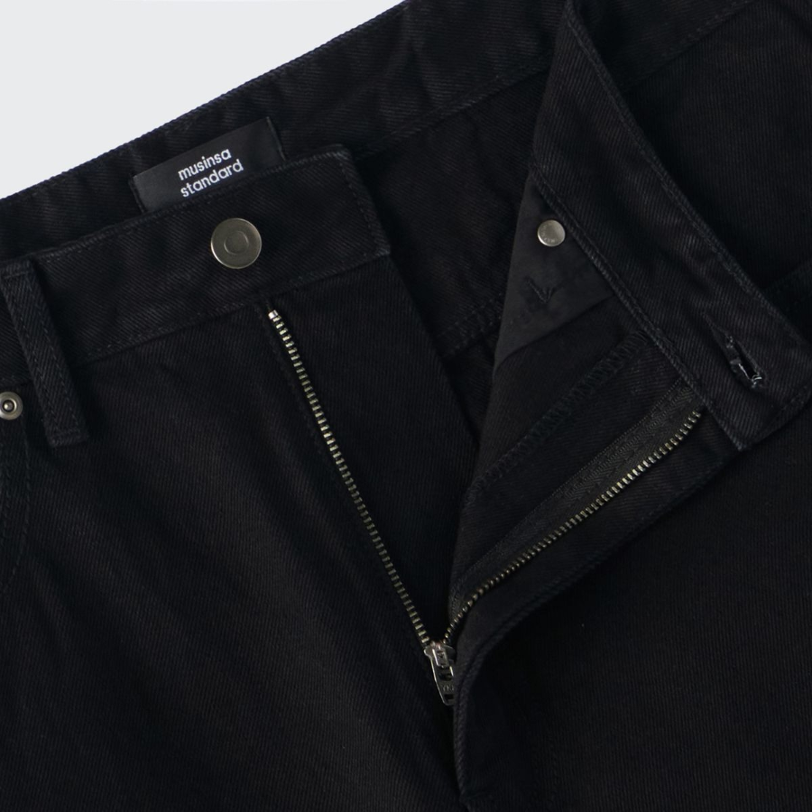 Loose Baggie Denim Pants [Black]