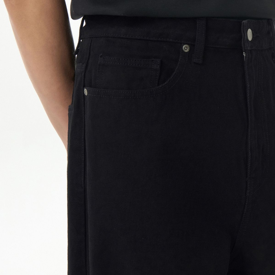 Loose Baggie Denim Pants [Black]