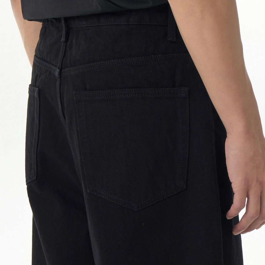 Loose Baggie Denim Pants [Black]