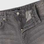 Distressed Knee Wide Denim Pants [Gray]