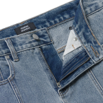 Straight Paneled Back Slit Denim Pants [Light Indigo]