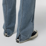 Straight Paneled Back Slit Denim Pants [Light Indigo]