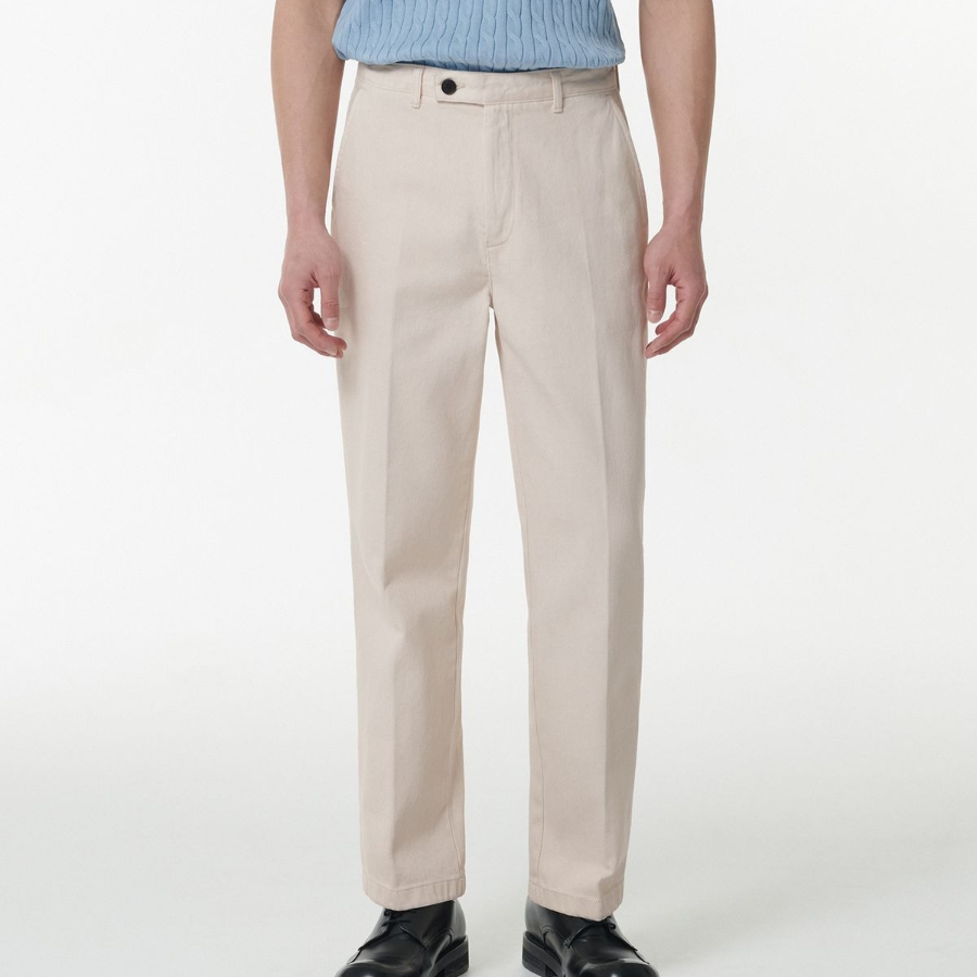 Straight Denim Slacks [Cream]