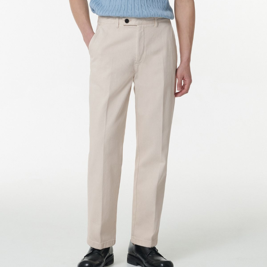 Straight Denim Slacks [Cream]