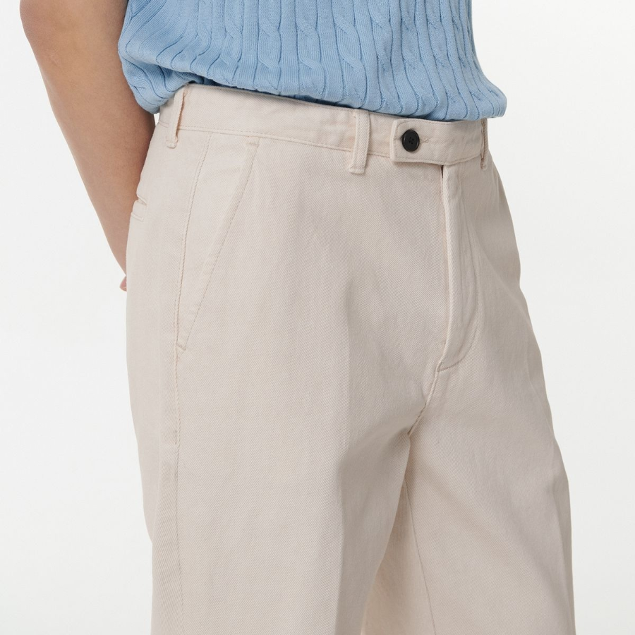 Straight Denim Slacks [Cream]