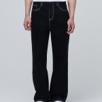 Contrast Stitch Regular Fit Denim Pants [Black]
