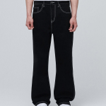 Contrast Stitch Regular Fit Denim Pants [Black]