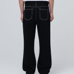 Contrast Stitch Regular Fit Denim Pants [Black]