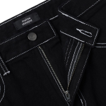 Contrast Stitch Regular Fit Denim Pants [Black]