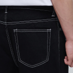Contrast Stitch Regular Fit Denim Pants [Black]
