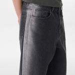 Side Brush Wide Denim Pants [Black]