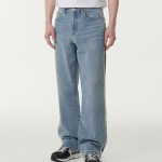 Fray Side Loose Straight Denim Pants [Light Indigo]