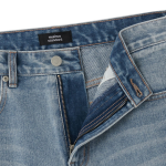 Fray Side Loose Straight Denim Pants [Light Indigo]