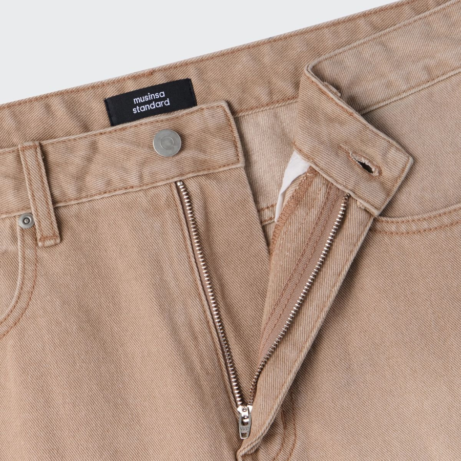 Pigment Wide Denim Pants [Beige]