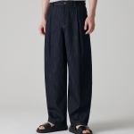 Linen-Like Semi-Balloon Denim Pants [Deep Indigo]