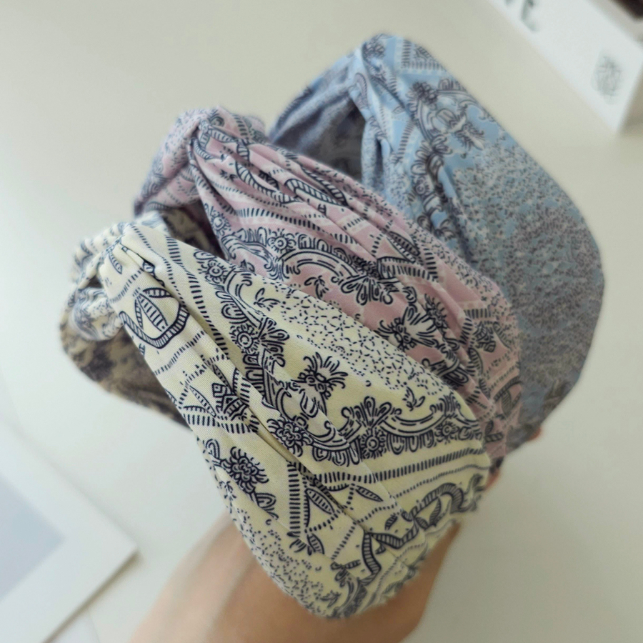 Повязка с узором — скрученная бандана и широкий ободок 2 в 1