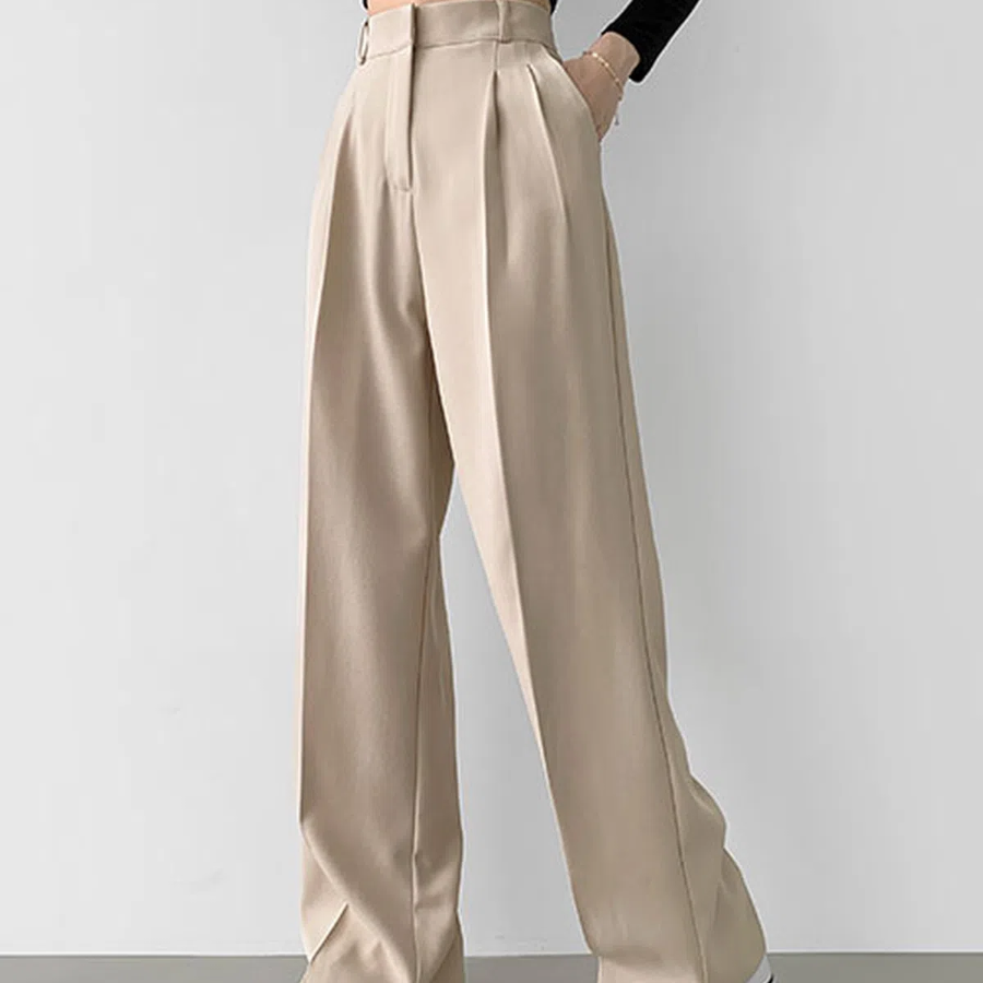 Ganjeolgi Flower Two-Pintuck Unclip Wide Slacks Pants