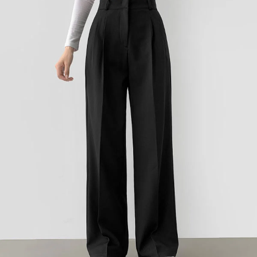 Ganjeolgi Flower Two-Pintuck Unclip Wide Slacks Pants