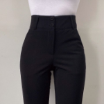 Two-Button High-Waist Stretch Slim Slacks