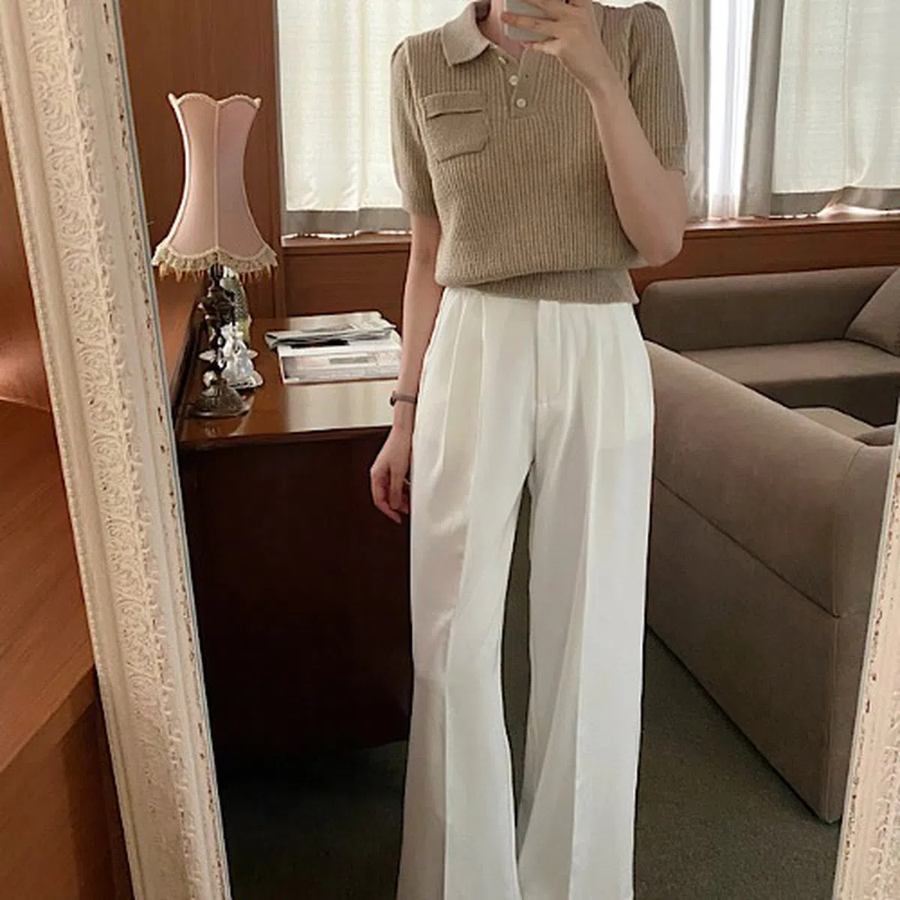 Bella Pintuck High-Waist Slacks