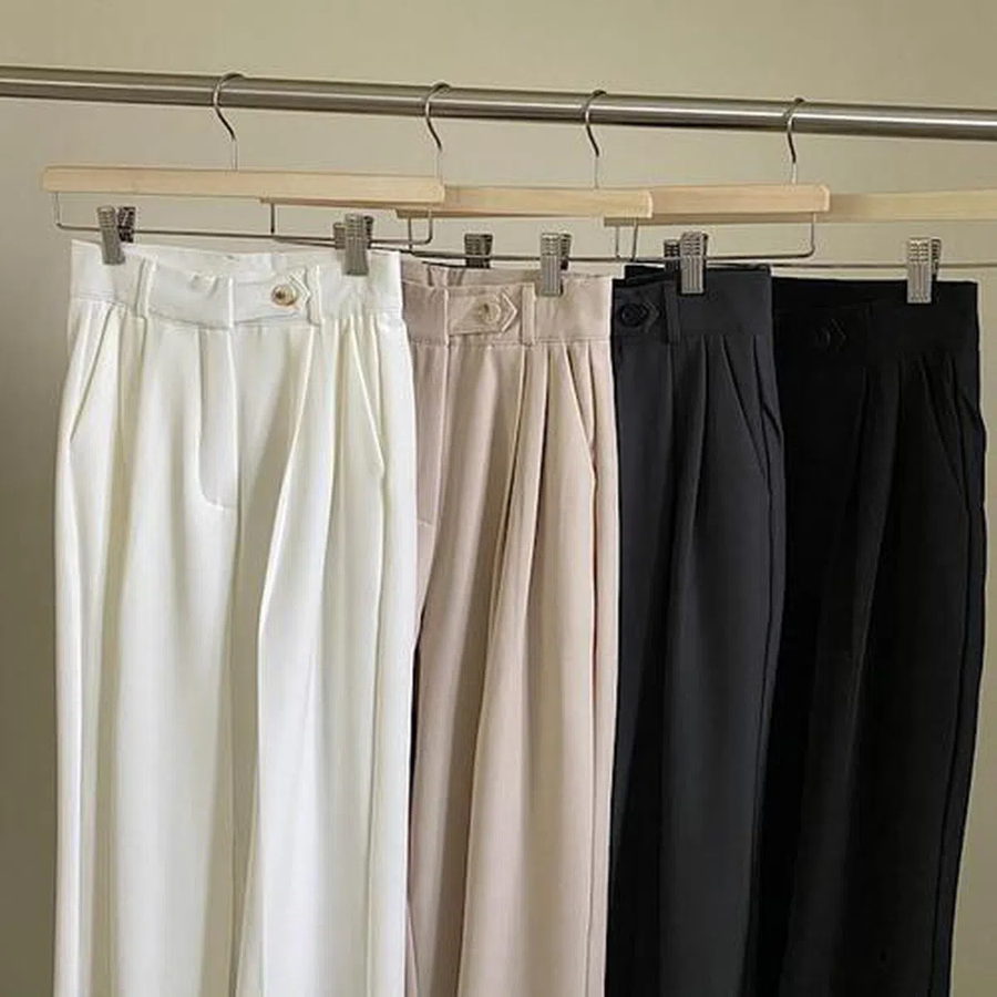 Bella Pintuck High-Waist Slacks