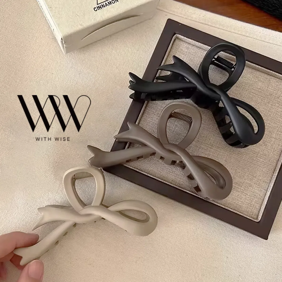 [1+1+1 выгодный набор] Большая матовая заколка-краб с бантом — идеальное решение для эффектной укладки (черный, бежевый, коричневый)