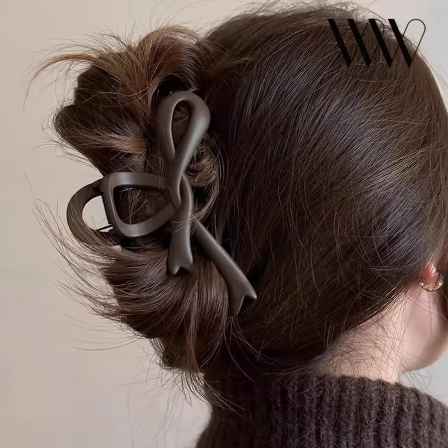 [1+1+1 выгодный набор] Большая матовая заколка-краб с бантом — идеальное решение для эффектной укладки (черный, бежевый, коричневый)