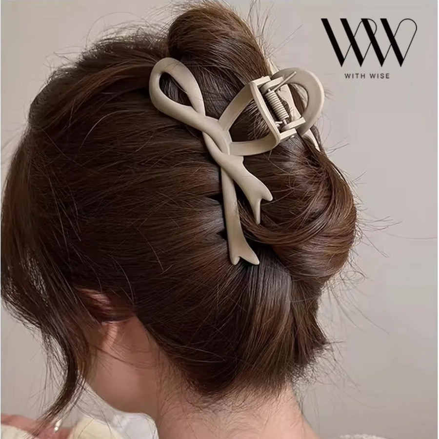 [1+1+1 выгодный набор] Большая матовая заколка-краб с бантом — идеальное решение для эффектной укладки (черный, бежевый, коричневый)