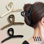 [1+1+1] Withwise ультрабольшая заколка-краб 15 см — матовая, простая, с изящным скрутом (черный, слоновая кость, коричневый)