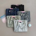 Женские летние джинсы с охлаждающим эффектом, боковыми защипами и плиссированной текстурой