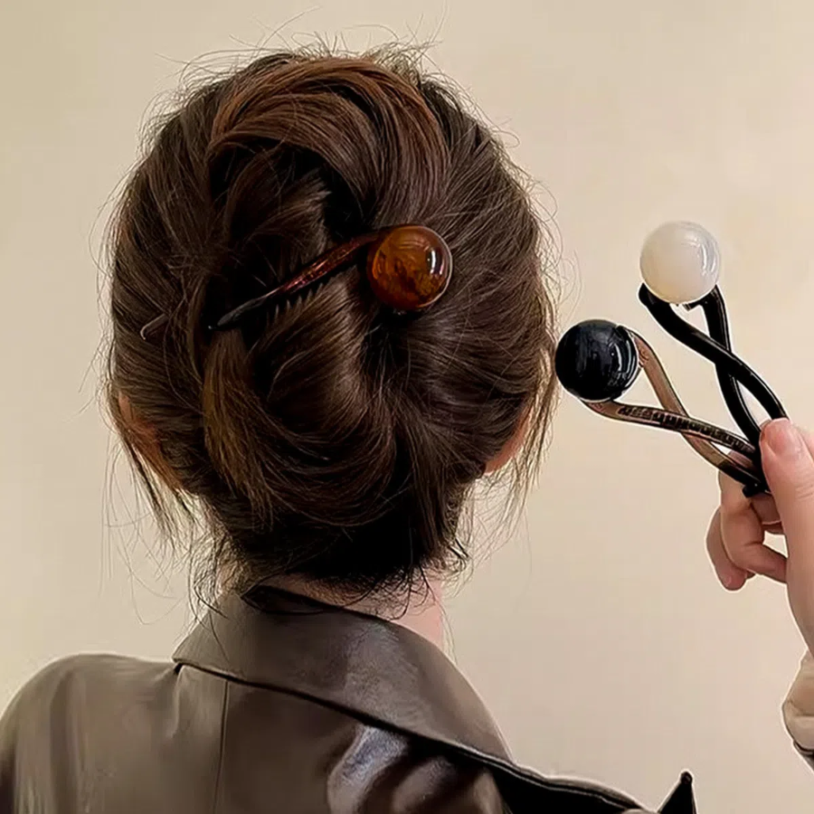 Мраморная заколка-краб банан с круглым куполом и твист-дизайном