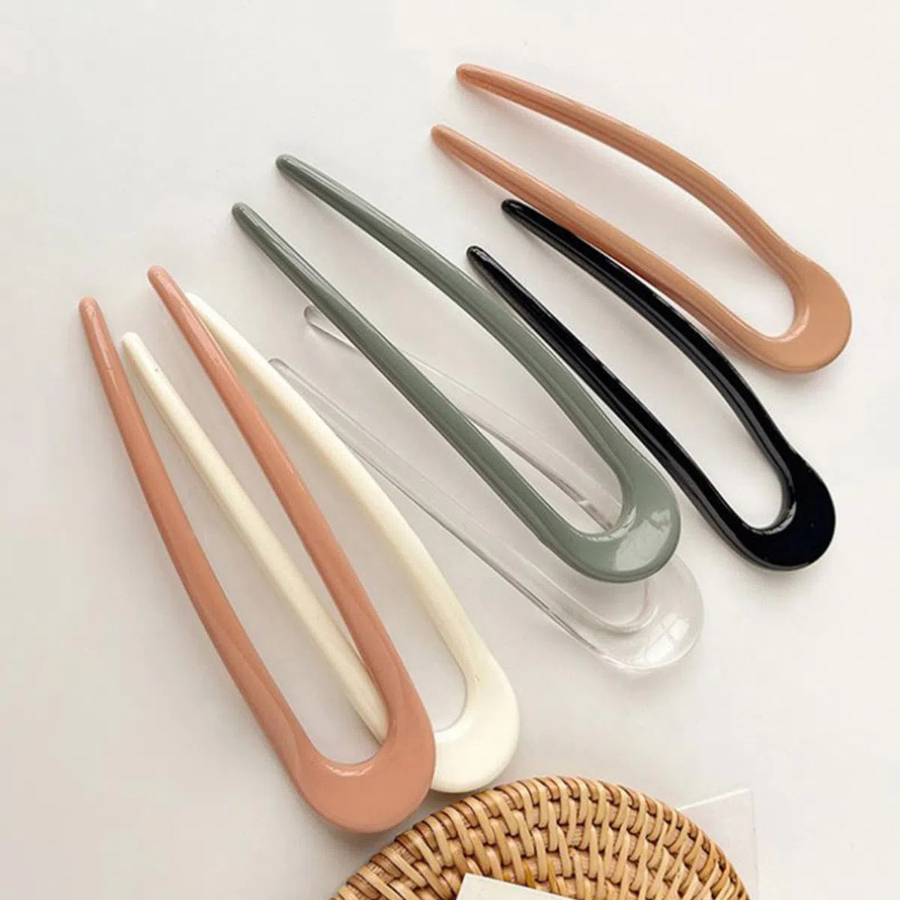 Пастельная U-образная шпилька для волос — глянцевая, минималистичная, для стильных причёсок