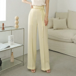 High-Waist Chain Office Look Long Wide Slacks